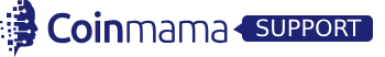 Coinmama logo: "Coinmama" in blue, with "SUPPORT" on a white-backgrounded blue rectangle.